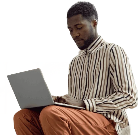 A boy with laptop exploring Career Insights